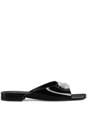 Gucci Double G patent-leather slides - Black