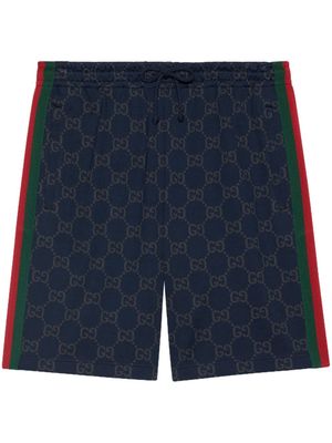 Gucci Double G-print cotton track shorts - Blue