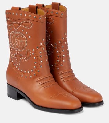 Gucci Double G studded leather ankle boots