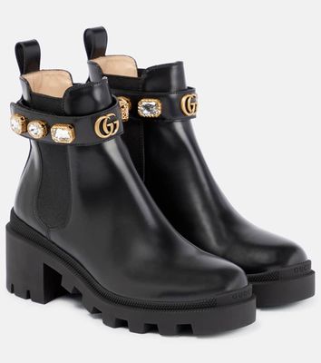 Gucci Embellished leather ankle boots