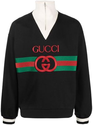 Gucci embroidered-logo high-neck sweatshirt - 1283 BLACK