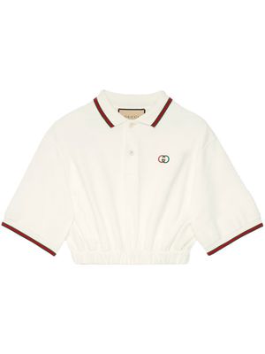 Gucci embroidered-logo short-sleeved polo shirt - White