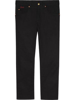 Gucci embroidered-logo straight-leg trousers - Black
