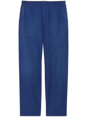 Gucci embroidered-logo straight-leg trousers - Blue