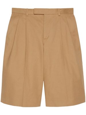 Gucci embroidered-logo tailored cotton shorts - Neutrals