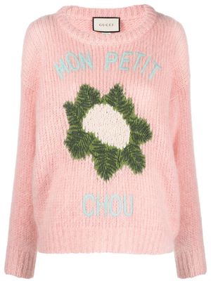 Gucci embroidered mohair-blend jumper - Pink