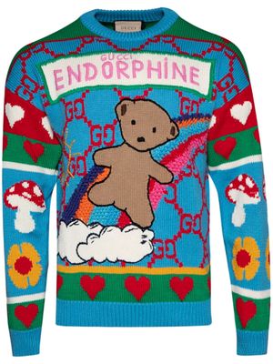 Gucci Endorphine intarsia-knit jumper - Blue