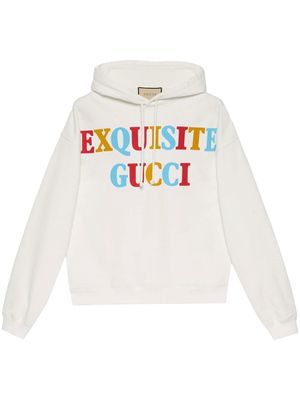 Gucci Exquisite Gucci-print hoodie - Neutrals