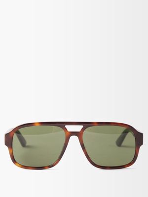 Gucci Eyewear - Aviator Tortoiseshell-acetate Sunglasses - Mens - Green
