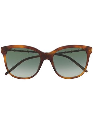 Gucci Eyewear bamboo-effect soft-square sunglasses - Brown