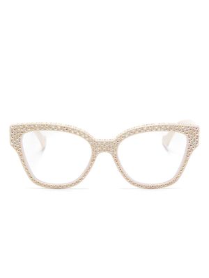 Gucci Eyewear crystal-embellished cat-eye glasses - White
