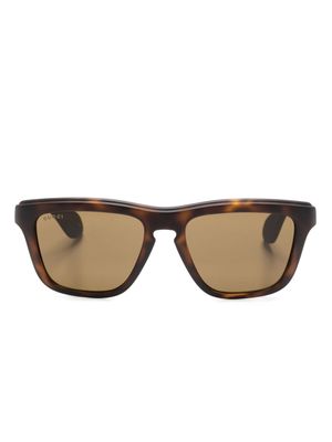 Gucci Eyewear cut-out logo rectangle-frame sunglasses - Brown