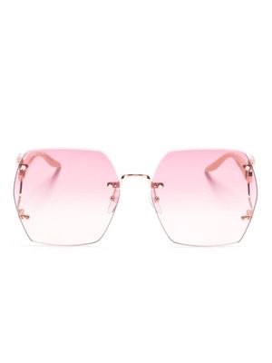 Gucci Eyewear Double-G geometric-frame sunglasses - Neutrals