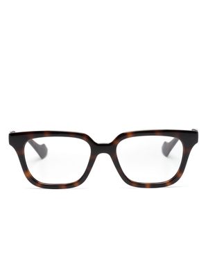 Gucci Eyewear Double-G rectangle-frame glasses - Brown