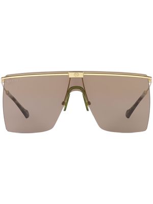 Gucci Eyewear engraved-logo oversize-frame sunglasses - 2300I1 Gold