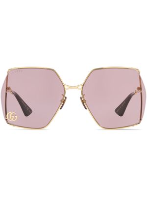Gucci Eyewear engraved-logo oversize-frame sunglasses - 2300S1 Gold