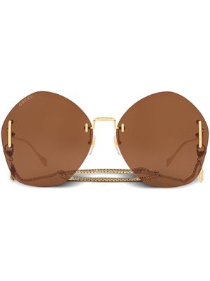 Gucci Eyewear frameless logo-engraved sunglasses - Gold