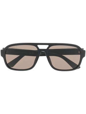 Gucci Eyewear gold-tone logo pilot-frame sunglasses - Black