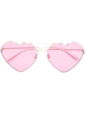 Gucci Eyewear heart-frame wire sunglasses - Gold