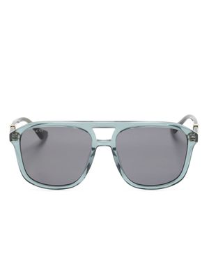 Gucci Eyewear logo-debossed pilot-frame sunglasses - Green