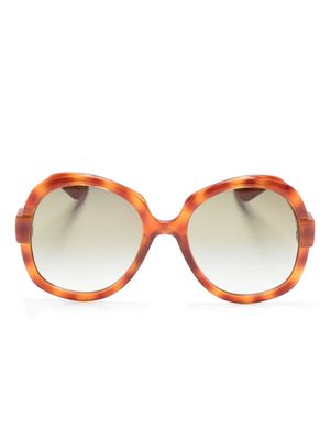Gucci Eyewear logo-engraved oversize-frame sunglasses - Brown