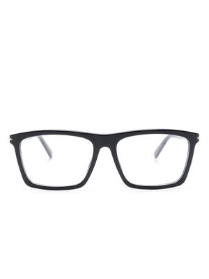 Gucci Eyewear logo engraved rectangle-frame glasses - Black
