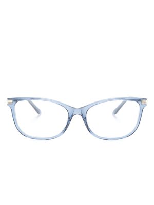 Gucci Eyewear logo-engraved rectangle-frame glasses - Blue