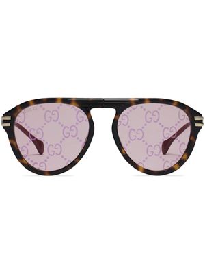Gucci Eyewear logo lense sunglasses - Brown