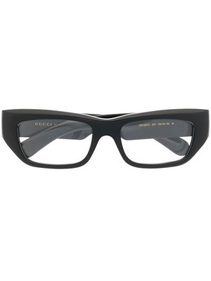 Gucci Eyewear logo-lettering rectangle-frame glasses - Black