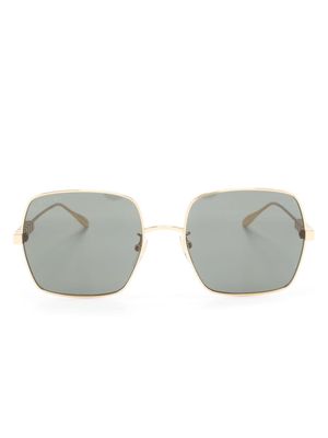 Gucci Eyewear logo-lettering square-frame sunglasses - Gold