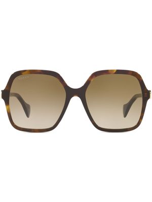 Gucci Eyewear logo-plaque oversize-frame sunglasses - 1800D1 Brown