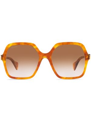 Gucci Eyewear logo-plaque oversize-frame sunglasses - 1810D1 Brown Black