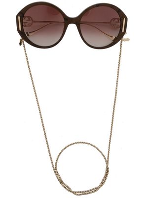 Gucci Eyewear logo-plaque oversized-frame sunglasses - Brown