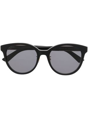 Gucci Eyewear logo-plaque round-frame sunglasses - Black