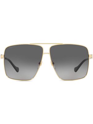 Gucci Eyewear logo-plaque square-frame sunglasses - 2300I1 Gold