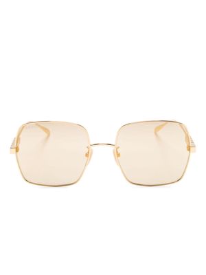 Gucci Eyewear logo-plaque square sunglasses - Gold
