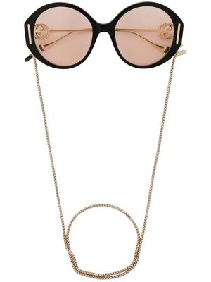 Gucci Eyewear logo round-frame sunglasses - Black
