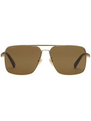Gucci Eyewear Navigator double-bridge sunglasses - Gold