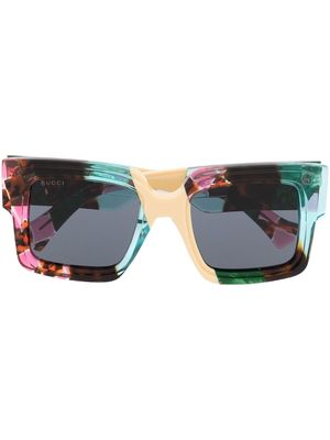 Gucci Eyewear oversized marbled-effect sunglasses - Blue