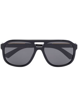 Gucci Eyewear pilot-frame logo-plaque sunglasses - Black