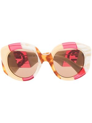 Gucci Eyewear round-frame striped sunglasses - White