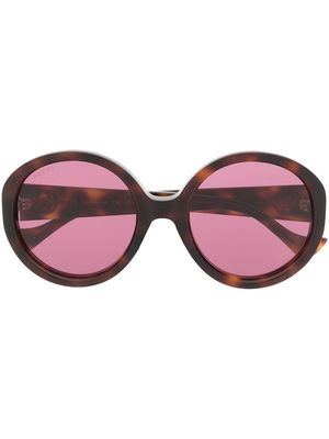 Gucci Eyewear side logo-plaque detail sunglasses - Brown