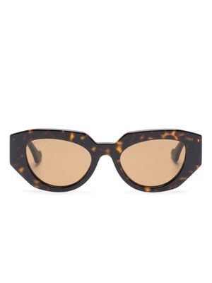 Gucci Eyewear tortoiseshell-effect geometric-frame glasses - Brown