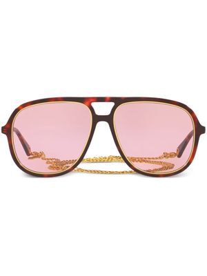 Gucci Eyewear tortoiseshell-effect navigator-frame sunglasses - 1800D1 Brown