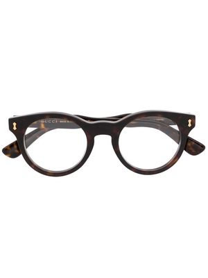 Gucci Eyewear tortoiseshell round-frame glasses - Brown