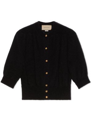 Gucci fine knit cropped mohair cardigan - Black