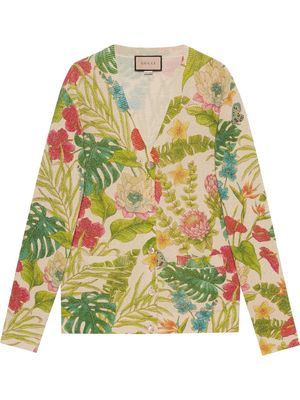Gucci floral print cardigan - Neutrals