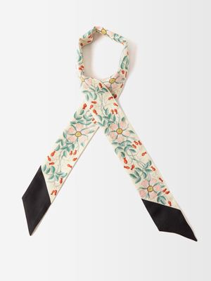 Gucci - Floral-print Silk-twill Scarf - Womens - Multi