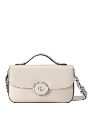 Gucci foldover-top leather shoulder bag - White