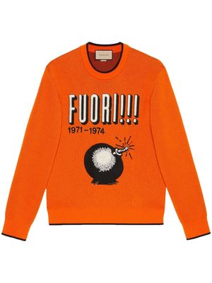 Gucci Fuori-print knit jumper - Orange